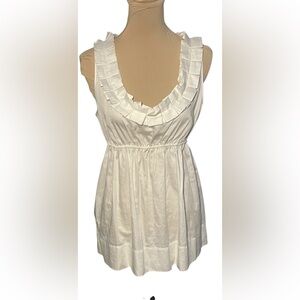 NWOT BCBGeneration Ivory Ruffle Trim Top, Size M